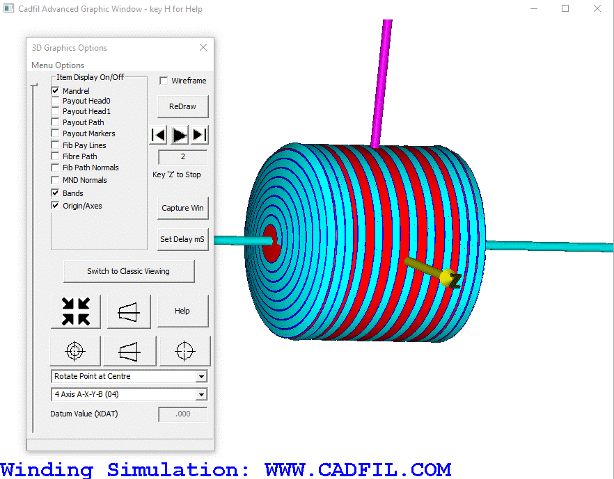 Cadfil Strip winder Visualisation with variable Pitch