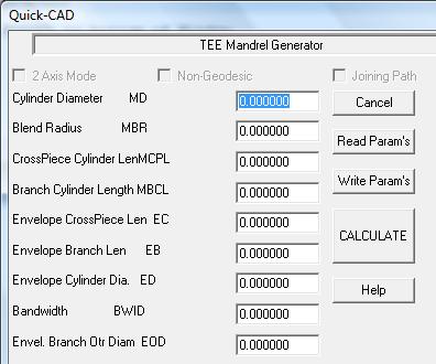 The data entry dialog for CADFIL Tee